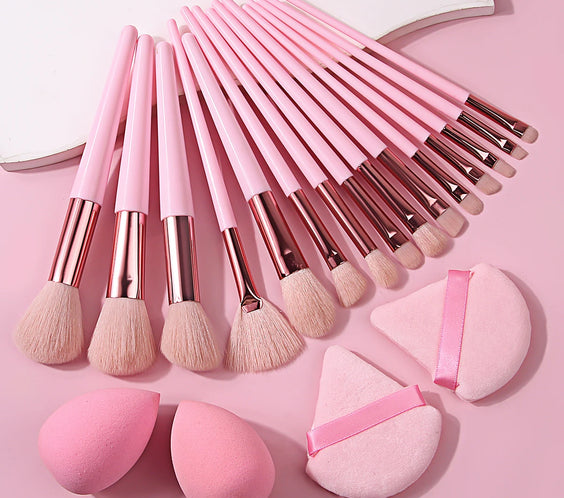 19-Piece Pink Nylon Brush Set