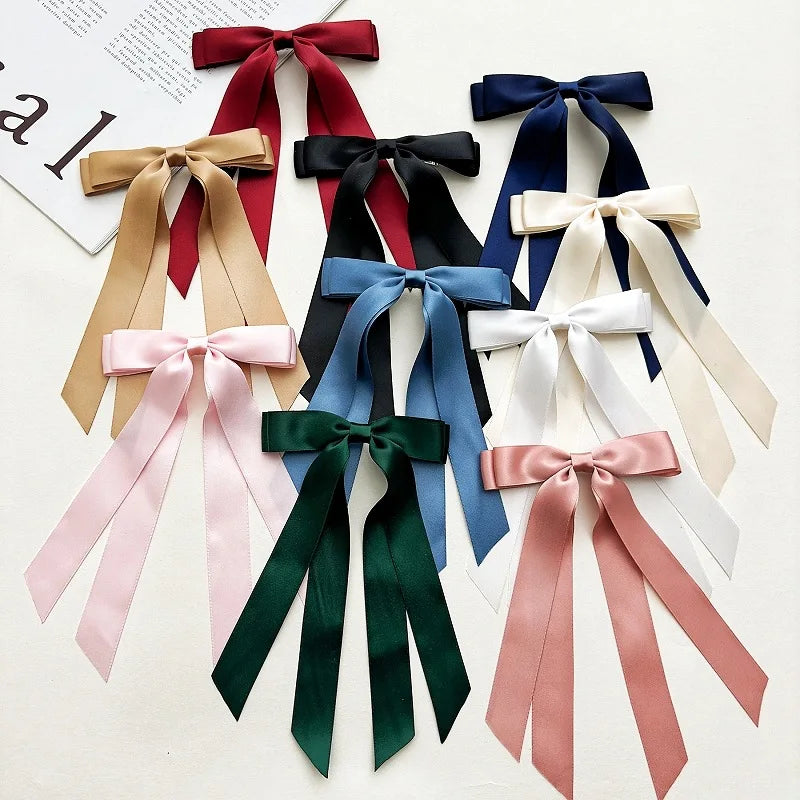 Women Elegant Bow Ribbon Hair Clip Satin Bowknot Hairpin Fashion Hair Accessory For Girls And Women by Beauty Bae