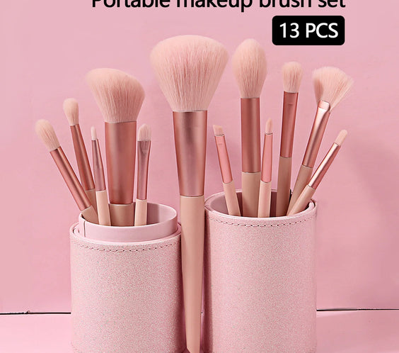 13pc Nylon Wool Brush Set with mixed nylon and wool bristles lightweight plastic handles 13 purpose-shaped brushes for face and eyes