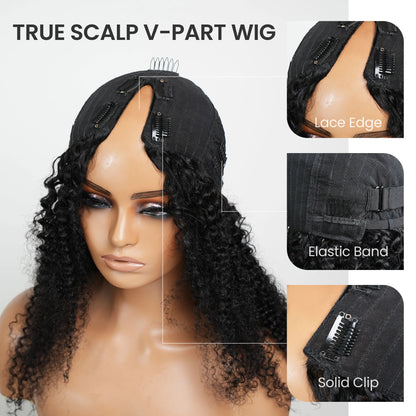 V Part Body Wave Wig 100 Percent Human Hair Glueless V Shaped Part Natural Color Remy Brazilian 250 Percent Density by Beauty Bae