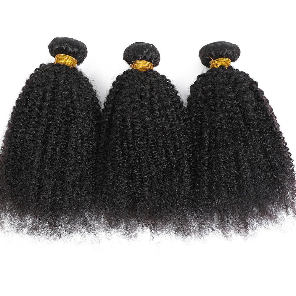 Raw Indian Afro Kinky Curly Human Hair Bundles 4B 4C Virgin Natural Curly Weave Extensions 100 Percent Soft by Beauty Bae