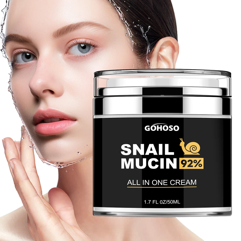 ENVISHA Snail Mucin Face Cream 50ml jar with white label showing snail filtrate sodium hyaluronate adenosine