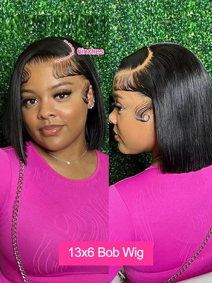 Glueless Bob Wig Human Hair Lace Front Wig 13x6 HD Transparent Swiss Lace Straight Short Bob Remy Chinese Hair by Beauty Bae