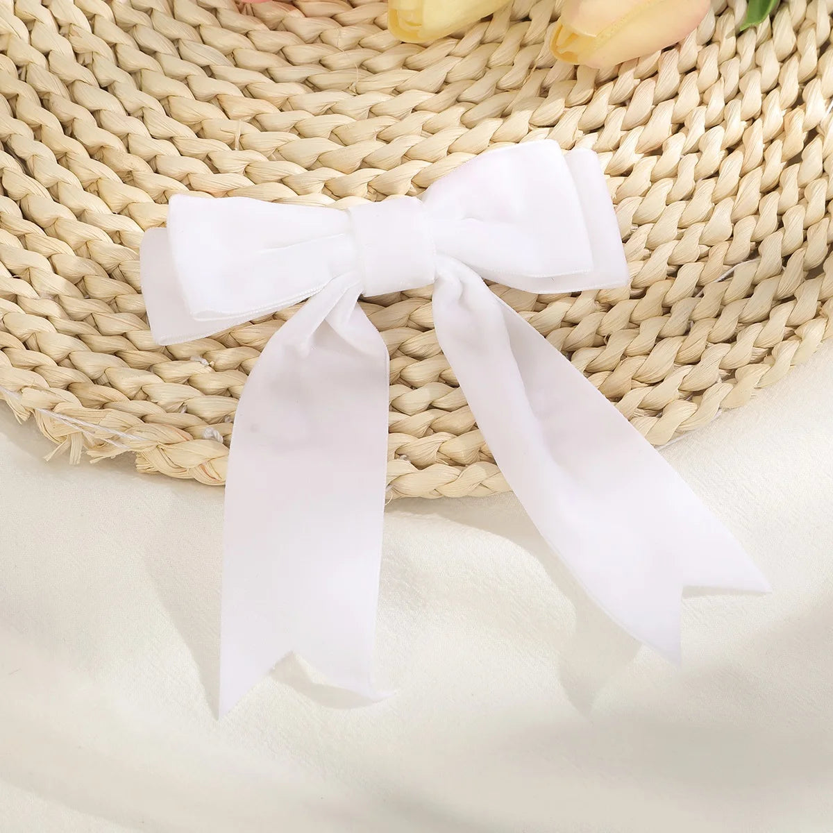 Velvet Bow Hair Barrette for Women and Girls Ponytail Hairpin Red and Black Ribbon Hair Clip Fashion Accessories by Beauty Bae