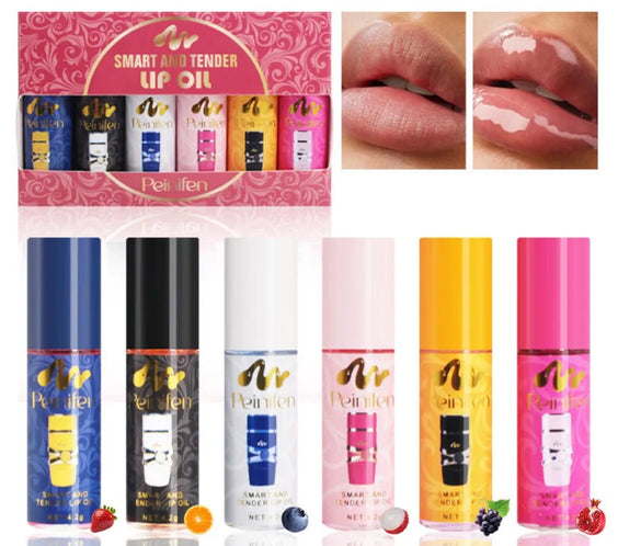 6-Piece Fruity Lip Balm Set red gold gift box six 4.2 g rolling-ball balms nude to soft red shades