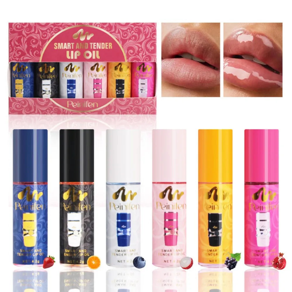 6-Piece Fruity Lip Balm Set red gold gift box six 4.2 g rolling-ball balms nude to soft red shades