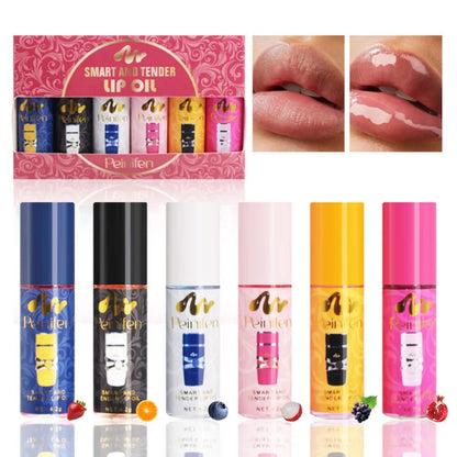 6-Piece Fruity Lip Balm Set red gold gift box six 4.2 g rolling-ball balms nude to soft red shades