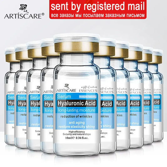 ARTISCARE Hyaluronic Acid Serum 10pcs clear 10ml vials labeled GZZZ certified Made in Mainland China lightweight liquid serum