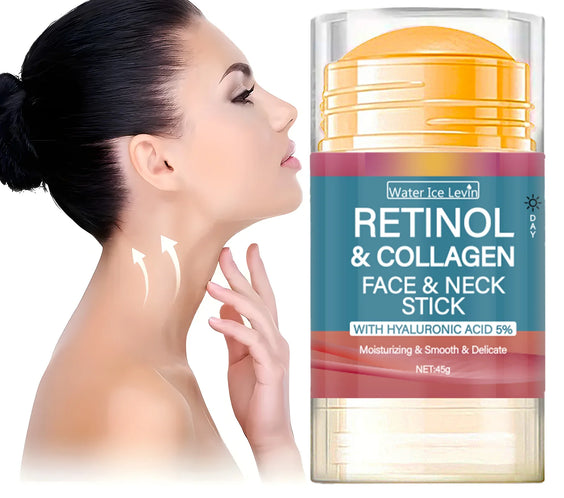 Retinol Collagen Cream Stick 45g twist up stick with cap showing applicator and ingredient labels retinol collagen hyaluronate
