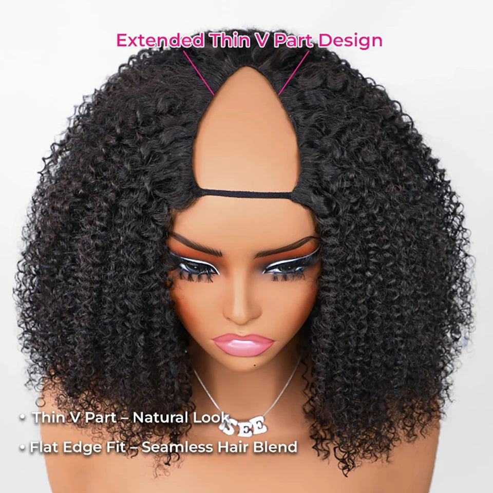 250 Percent V Part Wig Human Hair No Leave Out Full Machine Made Afro Kinky Curly Wigs For Women 100 Percent Quality by Beauty Bae