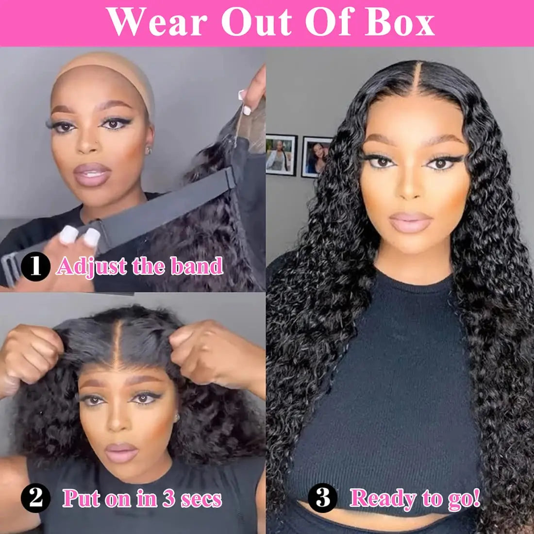 Glueless 5x5 Deep Wave Human Hair Wig Ready To Wear Pre Cut Lace Wear And Go 6x4 Lace Wig by Beauty Bae