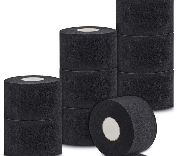 Nonwoven Black Neck Strip roll with black non-woven fabric adhesive dot closures and stretch-to-fit design