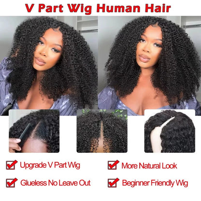 250 Percent V Part Wig Human Hair No Leave Out Full Machine Made Afro Kinky Curly Wigs For Women 100 Percent Quality by Beauty Bae