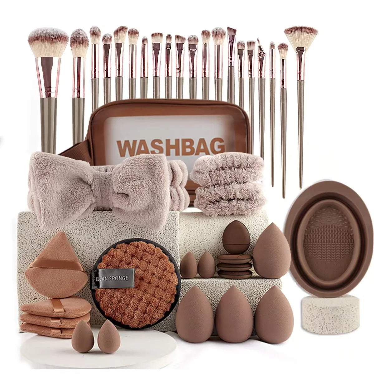 56-Piece Chocolate Brush Kit - Beauty Bae