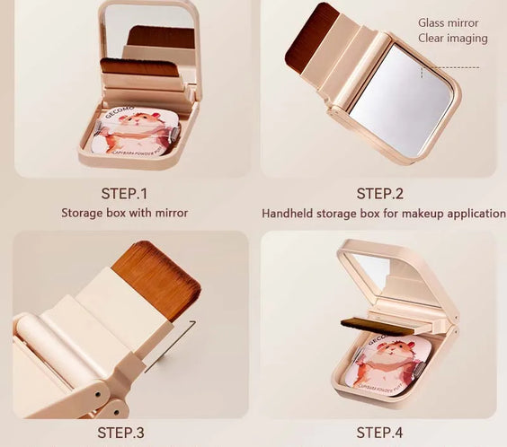 Wool Fiber Puff Brush Mirror