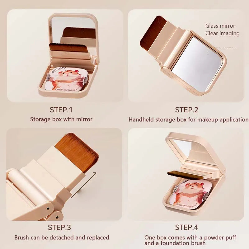 Wool Fiber Puff Brush Mirror