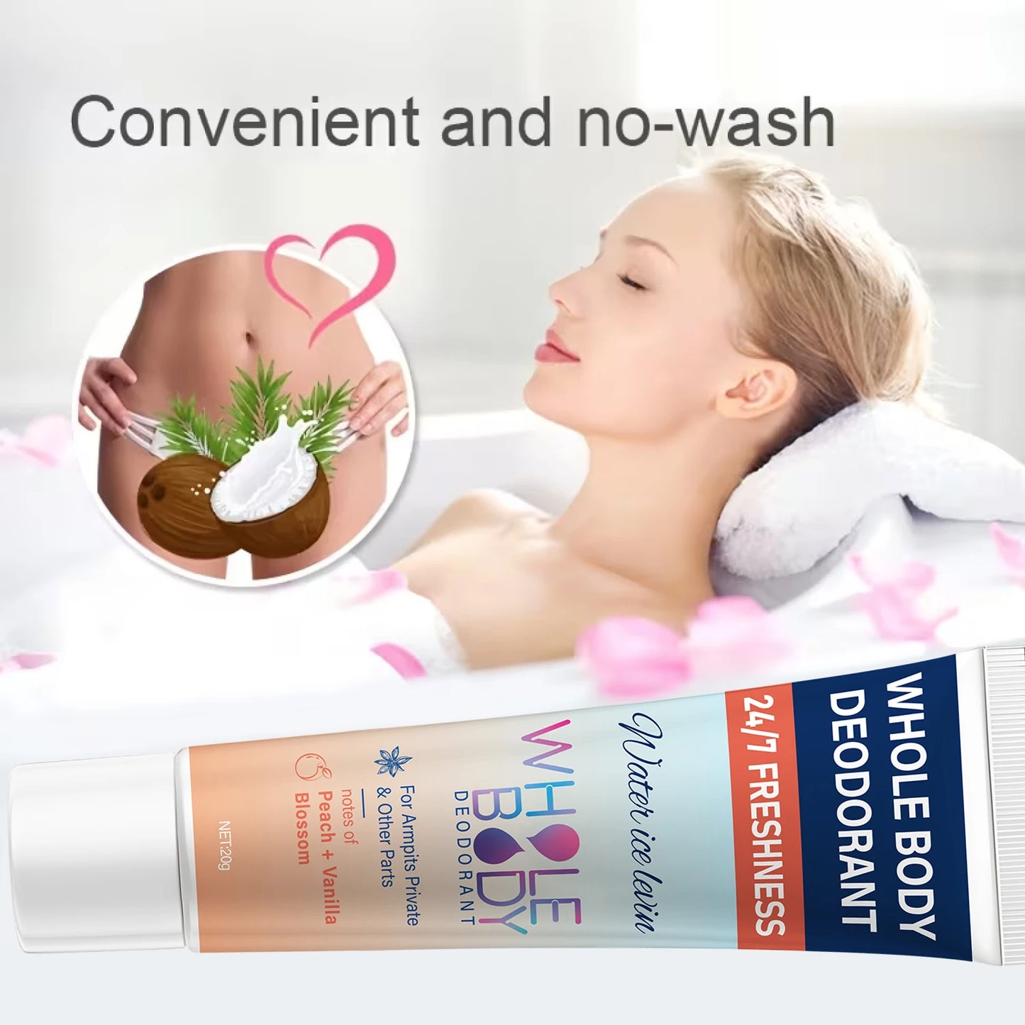 Whole Body Deodorant Cream Peach Vanilla Blossom Moisturizing Hydrates And Protects Skin Unisex by Beauty Bae