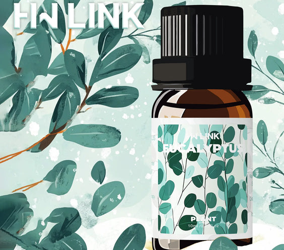 Eucalyptus Oil 10ml Pure clear bottle with dropper labeled HWLINK origin Mainland China FDA MSDS CPNP icons