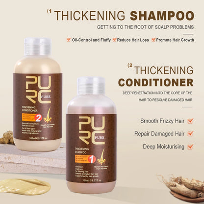 Purc Hair Growth Shampoo And Conditioner Set For All Hair Types 600 Ml Ginger Infused Nourish Repair And Smooth by Beauty Bae
