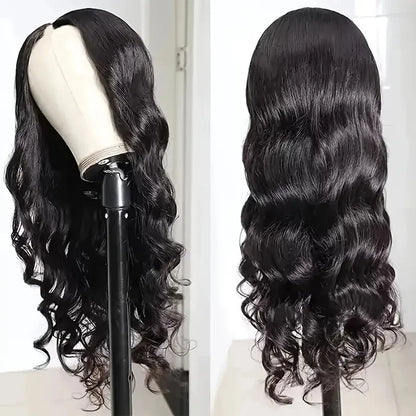 V Part Body Wave Wig 100 Percent Human Hair Glueless V Shaped Part Natural Color Remy Brazilian 250 Percent Density by Beauty Bae