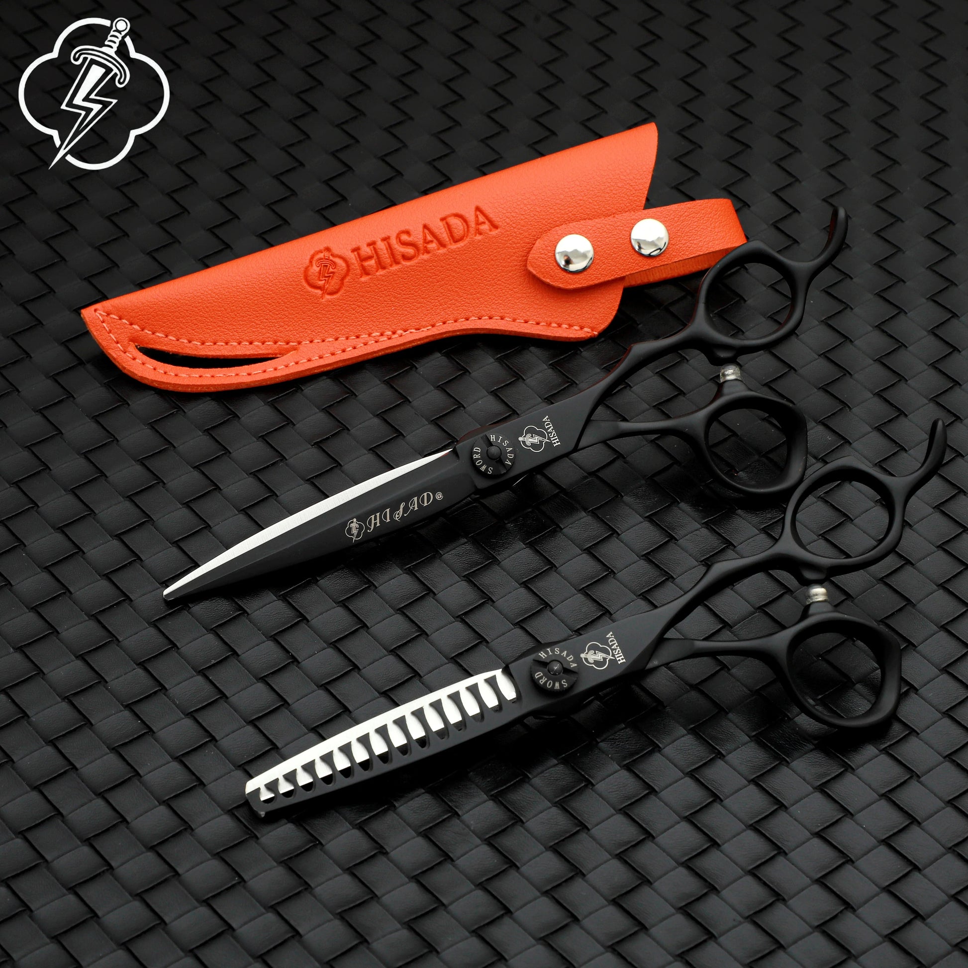 VG10 Black Salon Scissors 6.5in with Japan 440C blade black coating 28 teeth and 9CR13 stainless handle