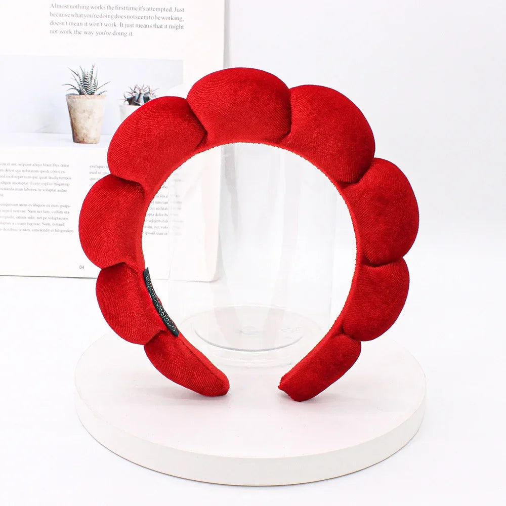 Sponge Spa Headband Velvet Wide Padded Hair Accessory Skin Care Makeup Removal And Shower For Women And Girls by Beauty Bae