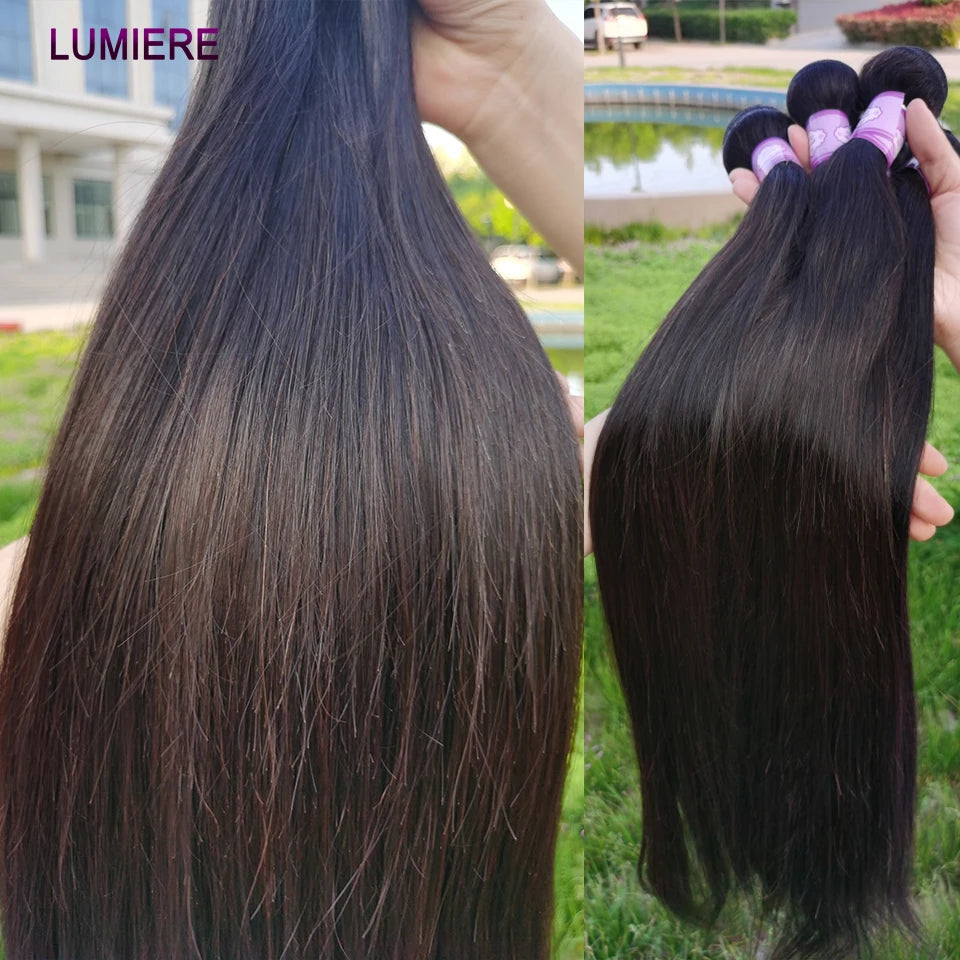 Lum 18A Bone Straight 100 Percent Human Hair Bundles Virgin Brazilian Hair Extensions For Women Double Weft Wholesale by Beauty Bae