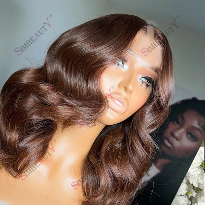 Chocolate Brown Body Wave 100 Percent Remy Indian Hair Wigs for Black Women Glueless U Part V Part Wigs 1x4 Opening Loose by Beauty Bae