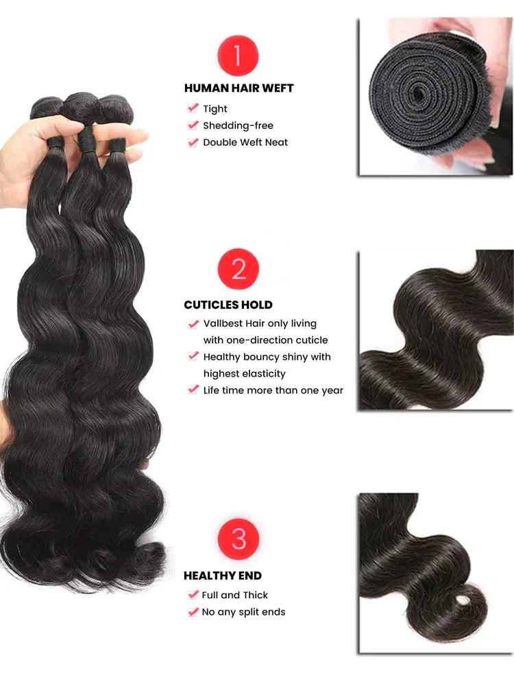 100 Percent Human Hair Body Wave Bundles Remy Hair Extensions 30 to 40 Inch Natural Raw Weave by Beauty Bae