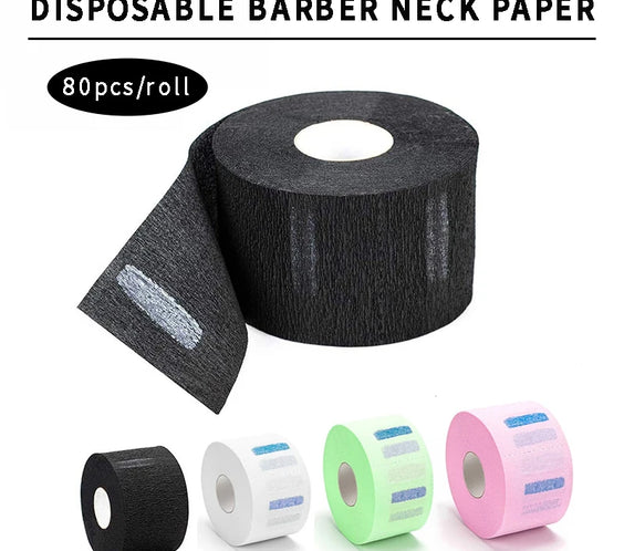 Stretchable Barber Neck Paper roll white water-resistant strip with adhesive dots stretches up to 21.5 in