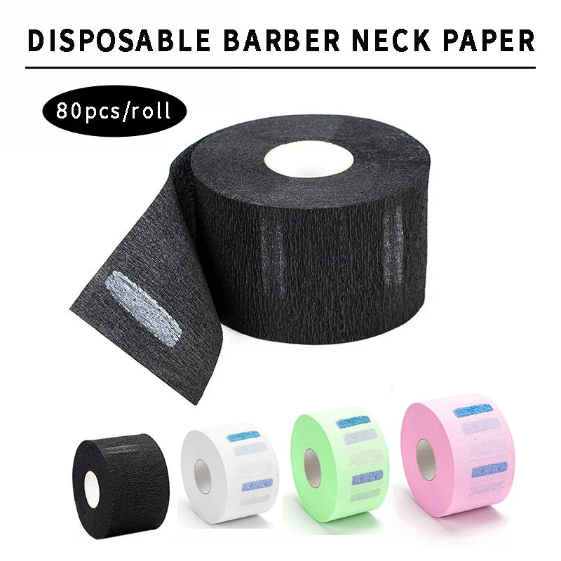 Stretchable Barber Neck Paper roll white water-resistant strip with adhesive dots stretches up to 21.5 in
