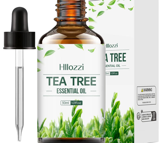 Pure Tea Tree Body Oil 30ml amber bottle with dropper label showing CPNP registration Guangzhou Juemei