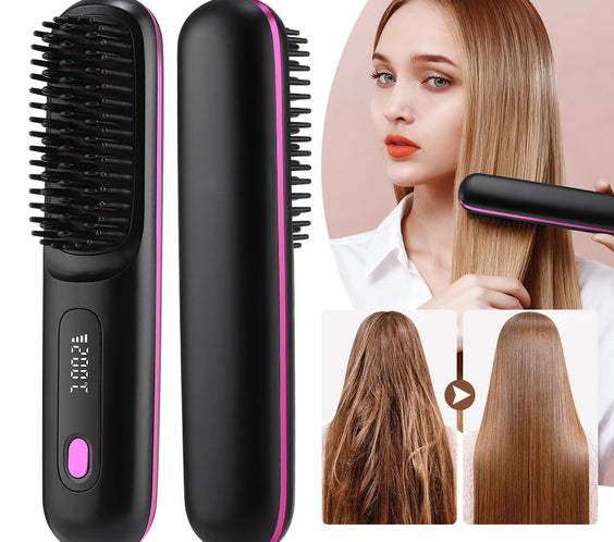 Cordless Ceramic Straightener brush tourmaline ceramic plates LED temperature battery display anti-scald teeth 2000mAh CE RoHS