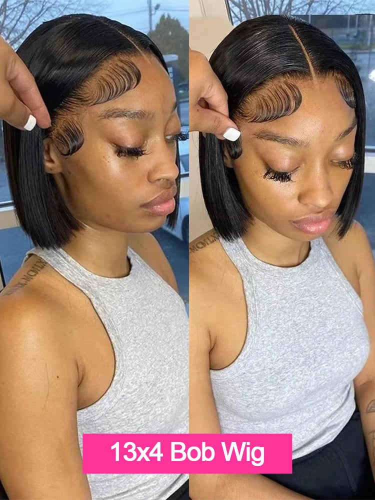 Glueless Bob Wig Human Hair Lace Front Wig 13x6 HD Transparent Swiss Lace Straight Short Bob Remy Chinese Hair by Beauty Bae