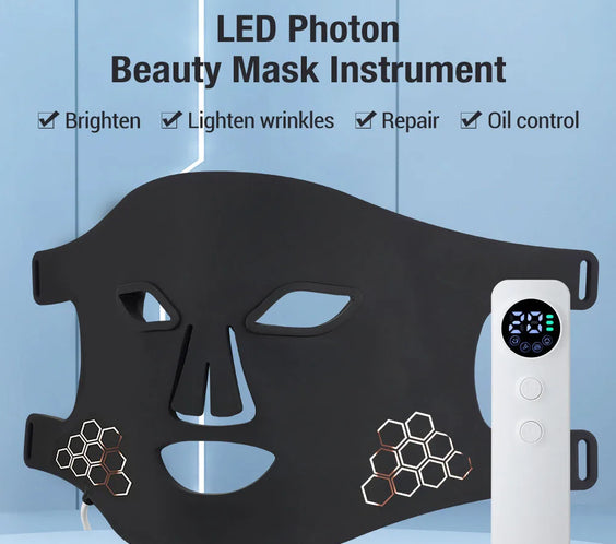 460/660/850nm LED Face Mask food-grade silicone 72 LEDs USB rechargeable 41x21cm