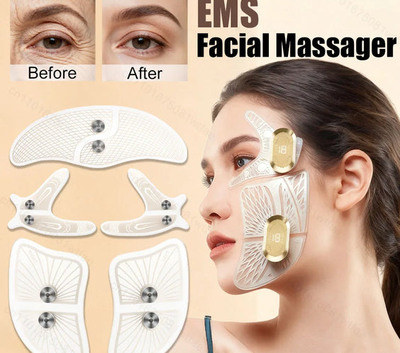 Metal EMS Facial Lifter handheld device with metal probe and metal body showing probe tip and compact rechargeable design