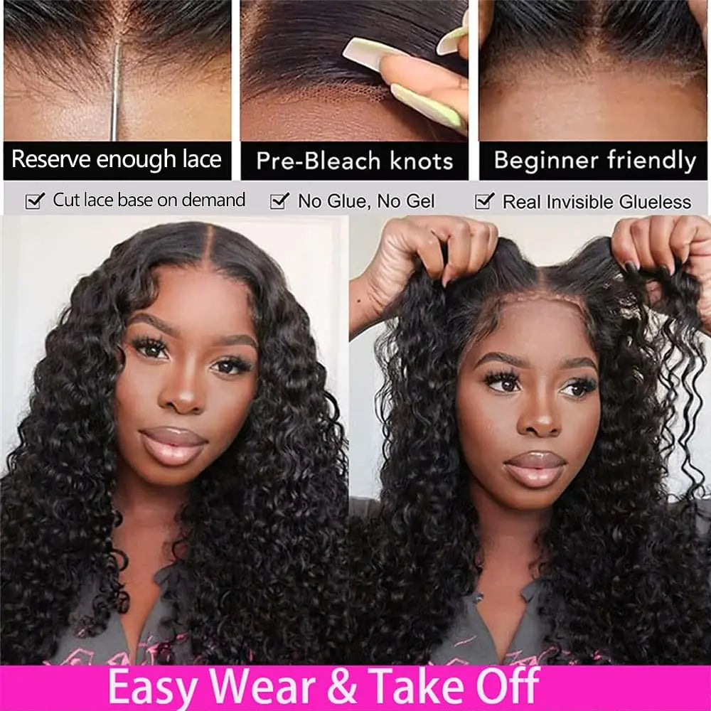 Glueless 5x5 Deep Wave Human Hair Wig Ready To Wear Pre Cut Lace Wear And Go 6x4 Lace Wig by Beauty Bae