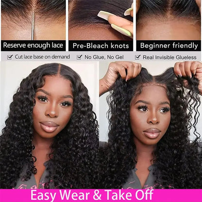Glueless 5x5 Deep Wave Human Hair Wig Ready To Wear Pre Cut Lace Wear And Go 6x4 Lace Wig by Beauty Bae