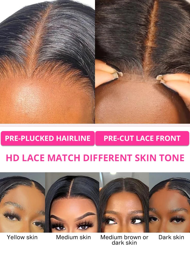 Glueless Bob Wig Human Hair Lace Front Wig 13x6 HD Transparent Swiss Lace Straight Short Bob Remy Chinese Hair by Beauty Bae