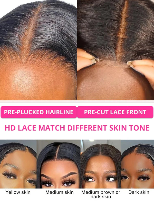 Glueless Bob Wig Human Hair Lace Front Wig 13x6 HD Transparent Swiss Lace Straight Short Bob Remy Chinese Hair by Beauty Bae