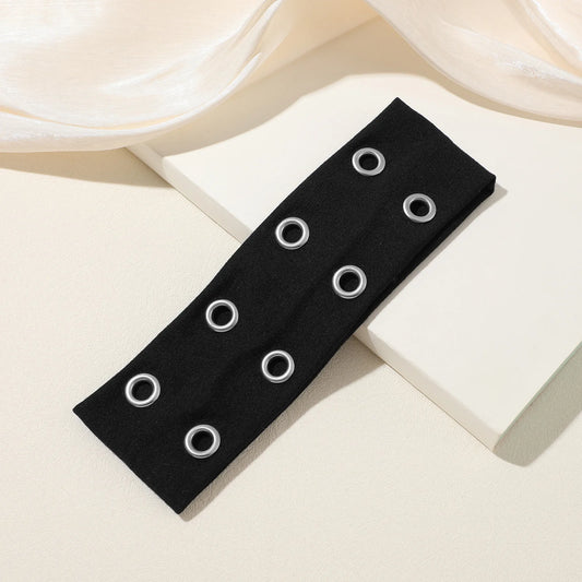 Y2K Hollowed Out Wide Elastic Headband Eyelets Punk Rock Grunge Headwrap Stretchy Headband Women Hair Accessories by Beauty Bae