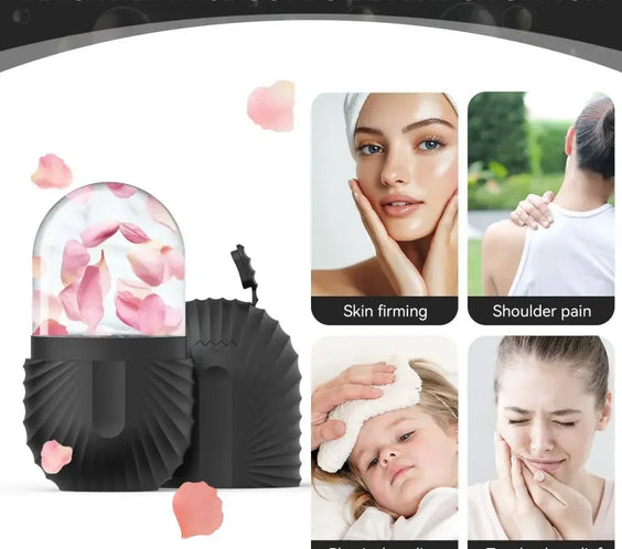 Facial Ice Roller for Anti-Puffiness & Glow Silicone Cube Massager Tool.