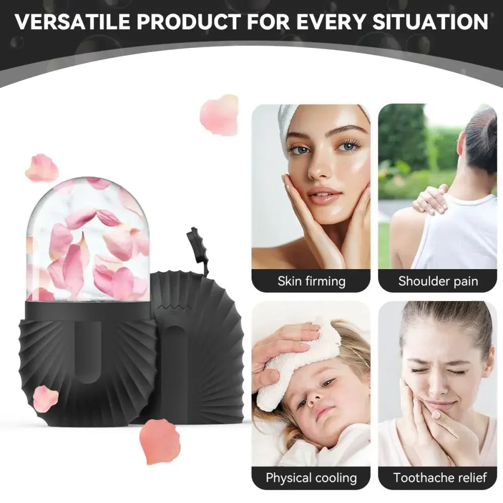 Facial Ice Roller for Anti-Puffiness & Glow Silicone Cube Massager Tool.