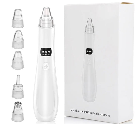 Face Vacuum Blackhead Remover handheld USB rechargeable ABS plastic 17cm slender body suction nozzle three suction modes CE certified