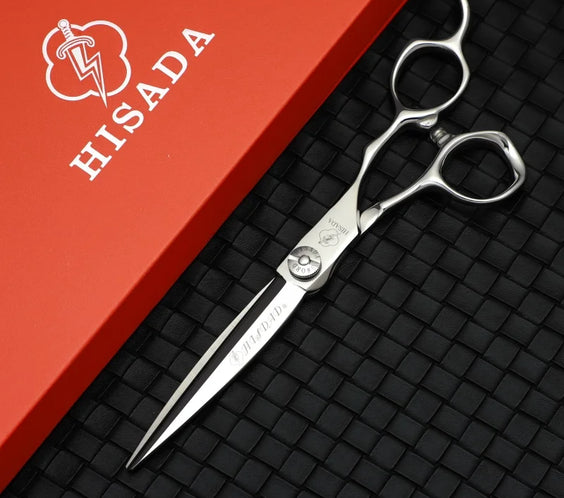 9CR13 HISADA Model D19 hair scissors with 30-tooth option stainless steel blades and handles sizes 6.0 6.5 7.0 in