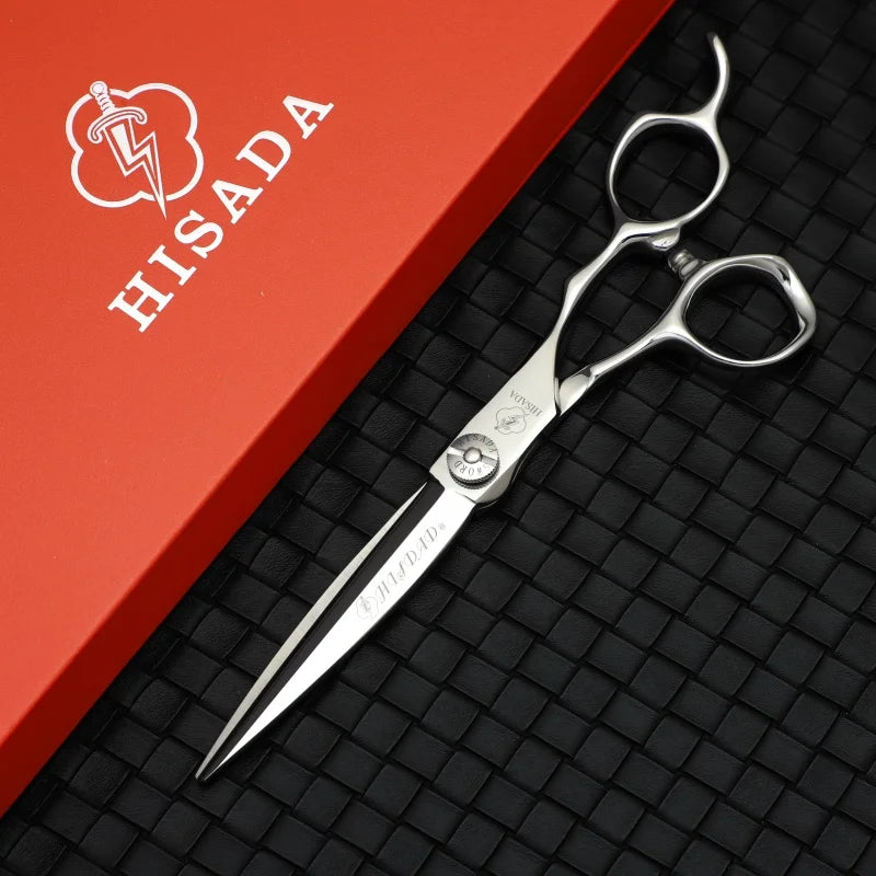 9CR13 HISADA Model D19 hair scissors with 30-tooth option stainless steel blades and handles sizes 6.0 6.5 7.0 in