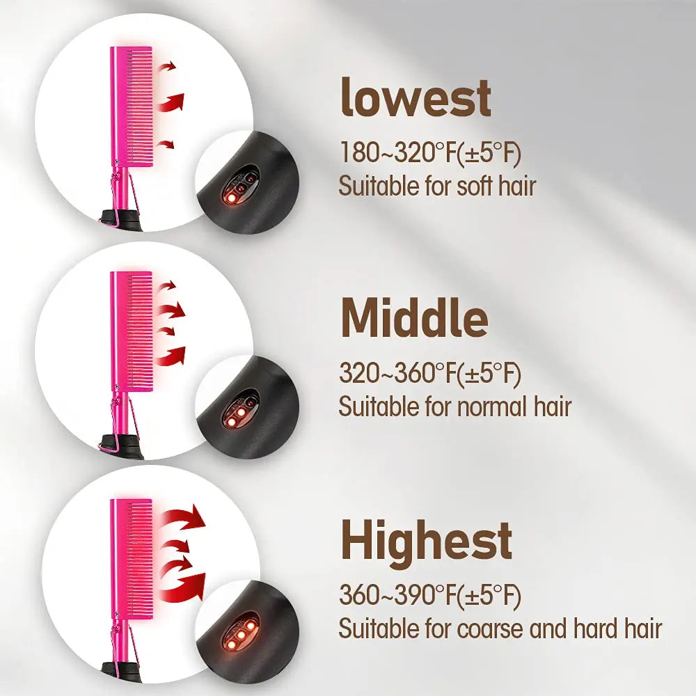 Pink Electric Hot Comb 210°C - Beauty Bae