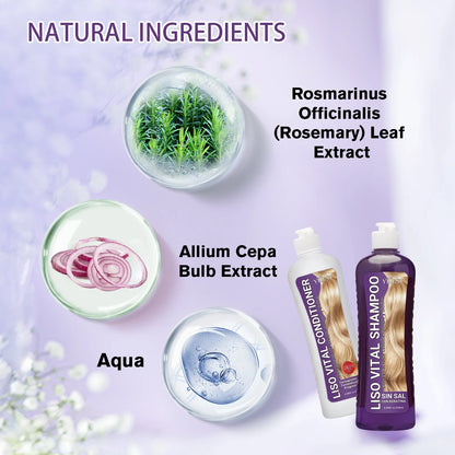 YILEST Rosemary Onion Hair Care Set Shampoo Leave-In Conditioner 248ml X2 For Dry Tangled Hair Nourishing Detangling by Beauty Bae