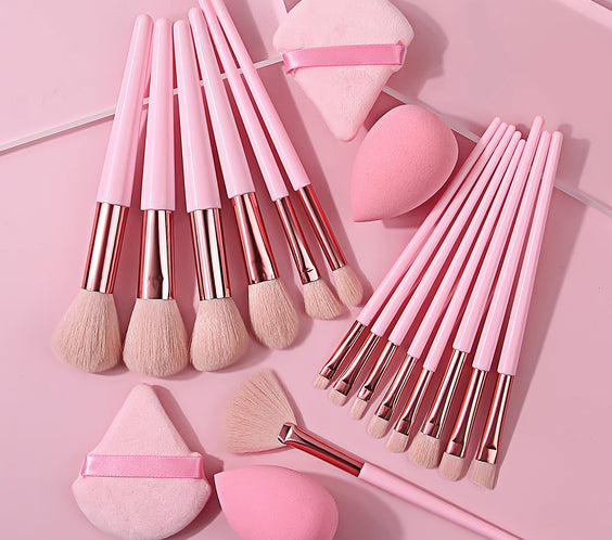 19-Piece Pink Nylon Brush Set