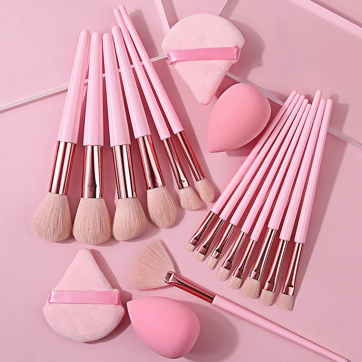 19-Piece Pink Nylon Brush Set - Beauty Bae